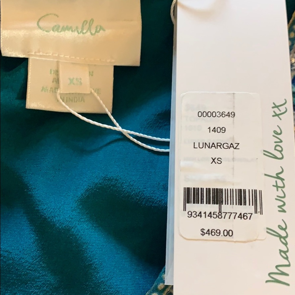 Camilla teal Lunar Gazing silk blouse NWT XS/S - Picture 10 of 12
